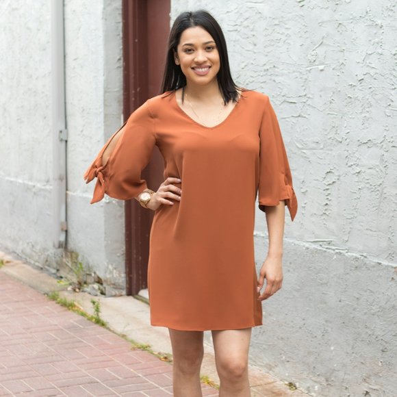 burnt orange short dress